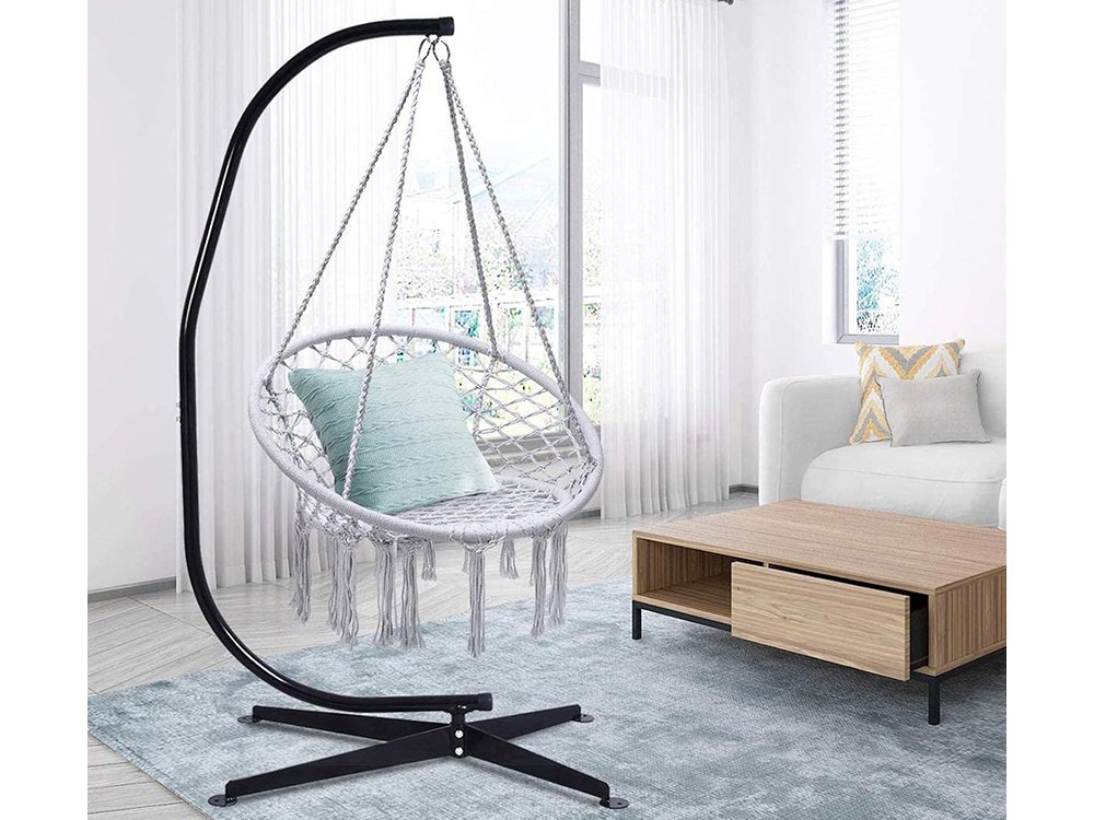 SZARY HAMAK FOTEL WISZĄCY HUŚTAWKA BOCIANIE GNIAZDO HUŚTAWKA BOHO